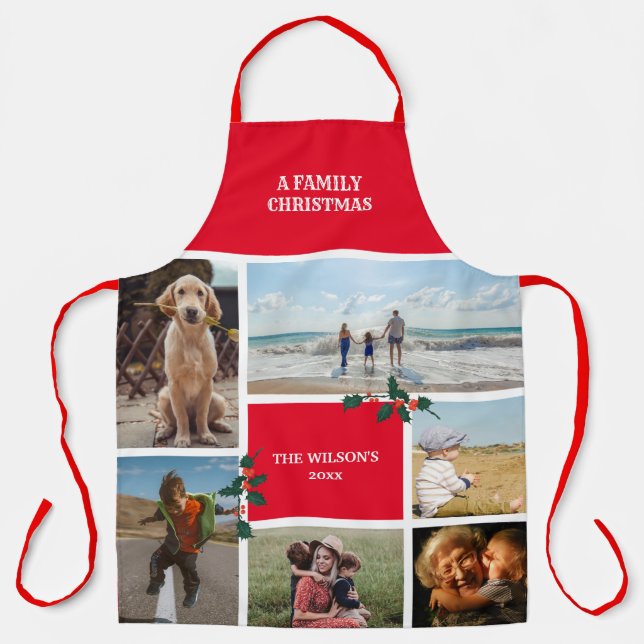 Delantal Navidades del Collage de la familia fotográfica pe (Anverso)