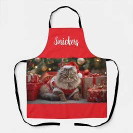 Delantal Navidades del gato Merry Maine Coon Personalizadas