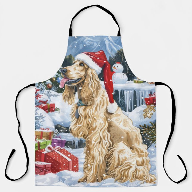 Delantal Navidades del Hound Dog Winter Afganos Wonderland  (Anverso)