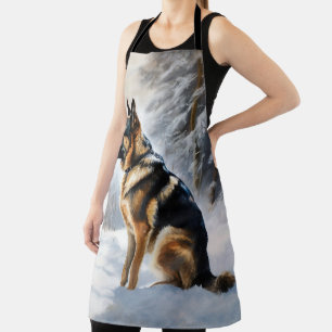 Delantal Navidades del Pastor Alemán Dejan Que Nieva