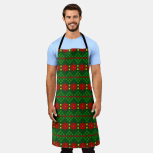 Delantal Navidades del patrón de suéter chapucero Poinsetti