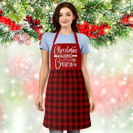 Delantal Navidades del patrón rojo negro de platillos rojos