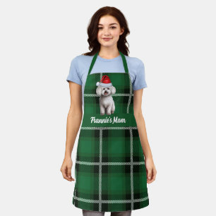 Delantal Navidades del perro Bichon Frise de Holiday Green