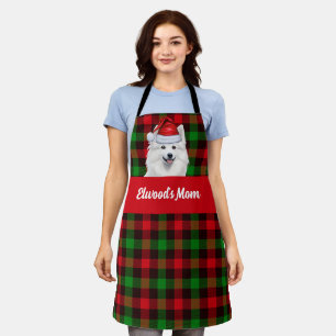 Delantal Navidades del perro esquimal americano rojo verde