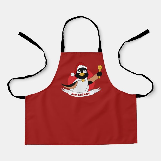 Delantal Navidades del pingüino real personalizado Apron (Anverso)