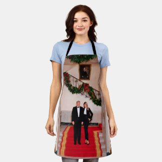 Delantal Navidades detienen al presidente Donald Trump y Me