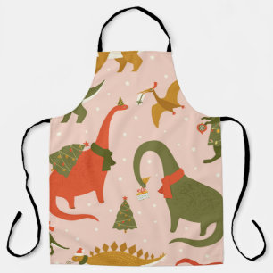 Delantal Navidades Dino Fiesta Tree Rex. Dinosaurio en Sant