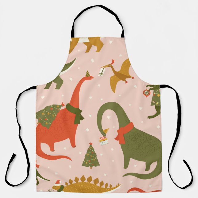 Delantal Navidades Dino Fiesta Tree Rex. Dinosaurio en Sant (Anverso)