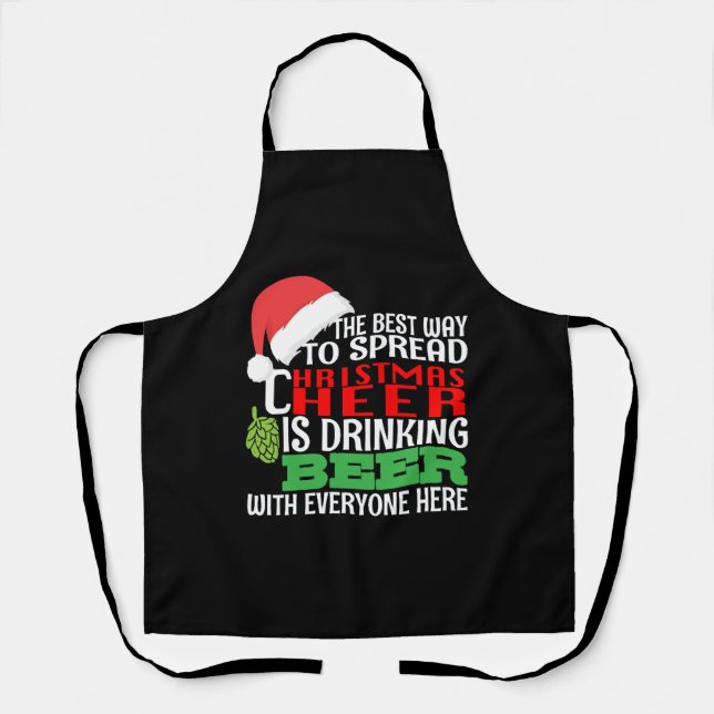 Delantal Navidades divertidos animan a la cerveza a beber u (Anverso)
