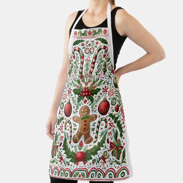 Delantal Navidades divertidos Ornamentos de pan de jengibre (in situ)