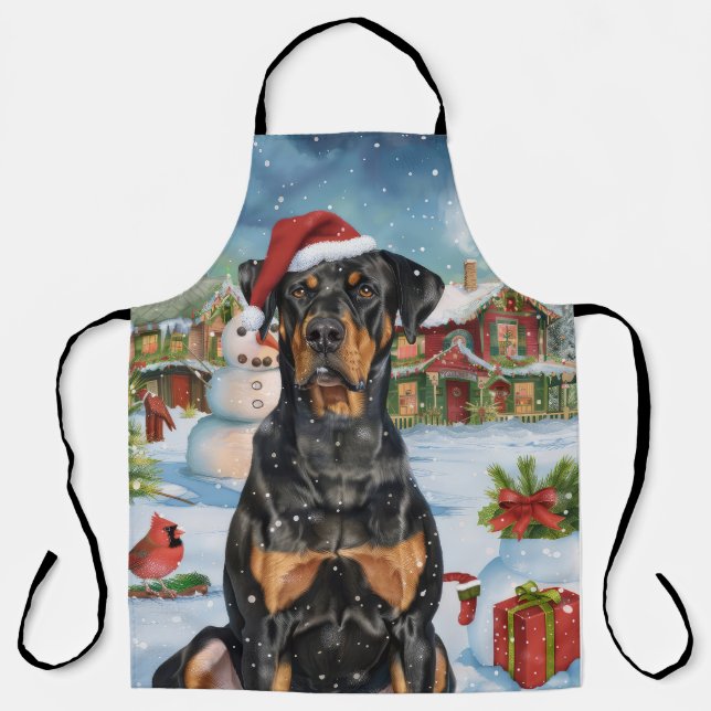 Delantal Navidades Doberman Winter Wonderland (Anverso)