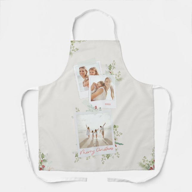 Delantal Navidades Elegante álbum de fotos botánicas festiv (Anverso)
