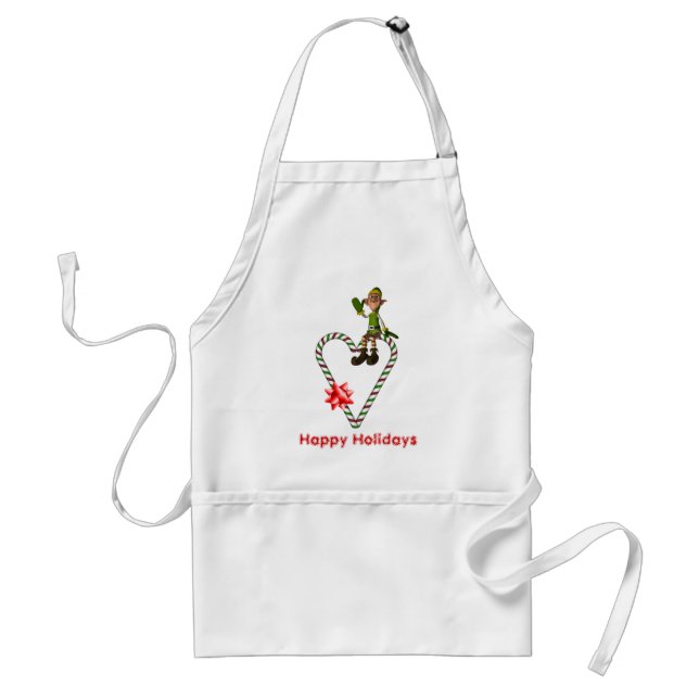 Delantal Navidades Elf Candy Cane Heart Holiday (Frente)