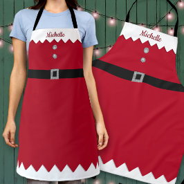 Delantal Navidades Elf del Taller de Purpurina Rojo y Plata