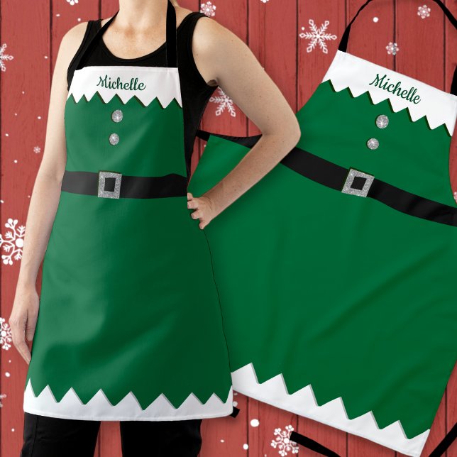 Delantal Navidades elf del taller de Purpurinas de Plata Ve (Subido por el creador)