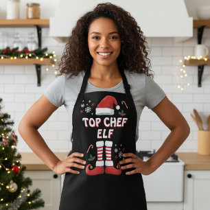 Delantal Navidades Elf Top Chef Holiday Camiseta negra