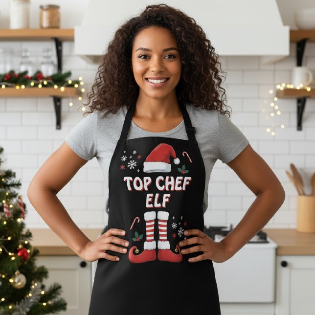 Delantal Navidades Elf Top Chef Holiday Camiseta negra (Subido por el creador)