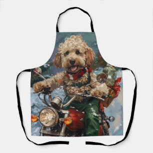 Delantal Navidades en motocicleta de Cockapoo Dog Riding