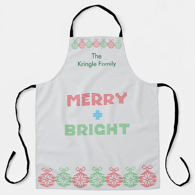Delantal Navidades En Tipografía Brillante (Anverso)