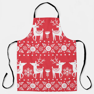 Delantal Navidades escandinavos: Copos de nieve y ciervo