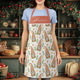 Delantal Navidades Escandinavos de Acuarela Gnome Cute