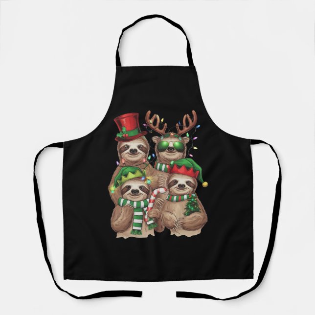 Delantal Navidades eslovacos Merry Slothmas Sloth Lover Reg (Anverso)