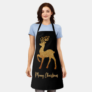 Delantal Navidades espumosos reno de oro