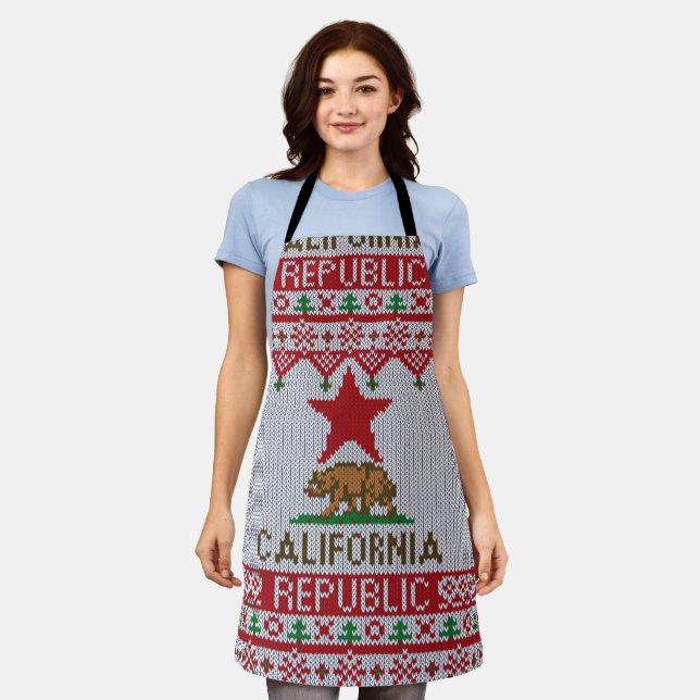 Delantal Navidades feos de California estilo suéter (Gastado)