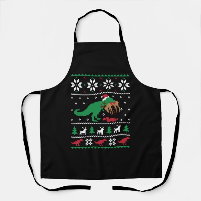 Delantal Navidades feos de dinosaurios Navidades divertidos (Anverso)