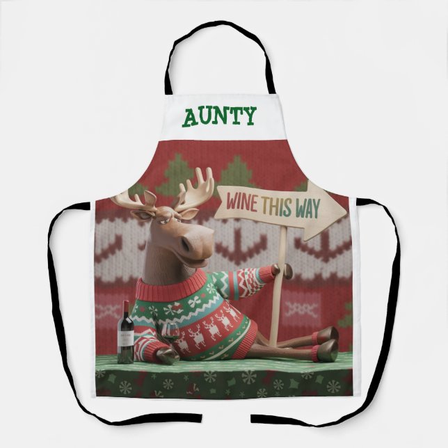 Delantal Navidades feos sudan reno. Vino de esta manera (Anverso)