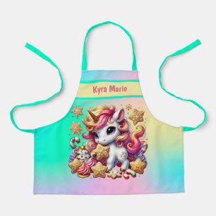 Delantal Navidades festivos chicas unicornio agregar nombre