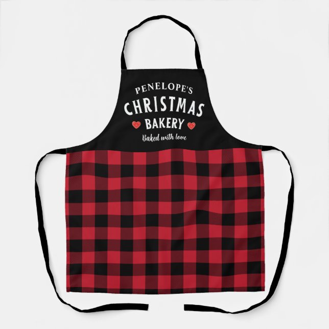 Delantal Navidades festivos Red and Black Buffalo Plaid (Anverso)