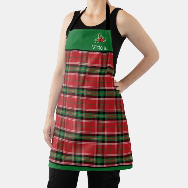 Delantal Navidades festivos Red Green Tartán Plaid Apron (in situ)