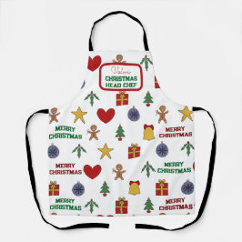 Delantal Navidades festivos Símbolo Nombre Jefe Chef