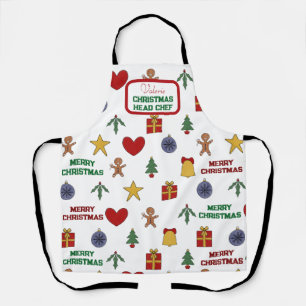 Delantal Navidades festivos Símbolo Nombre Jefe Chef
