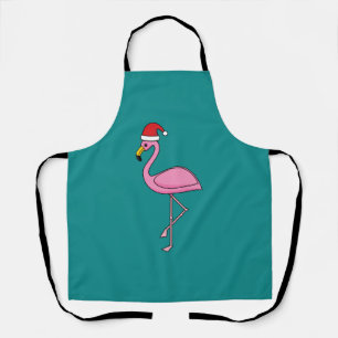 Delantal Navidades Flamingo con Santa Hat