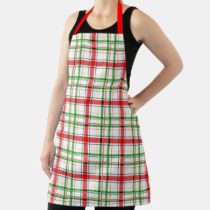 Delantal Navidades Flannel Plaid Tartan Design - Blanco