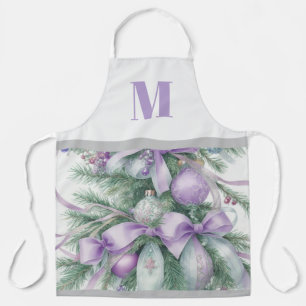 Delantal Navidades Floral Morado y Verde