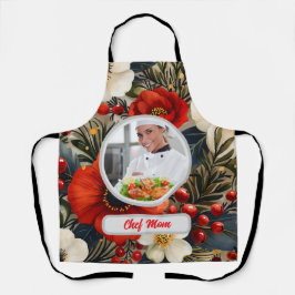 Delantal Navidades Floral Personalizada Chef Foto De Mamá