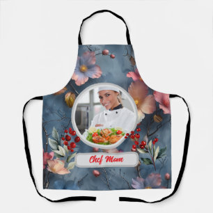 Delantal Navidades Floral Personalizada Chef Foto De Mamá