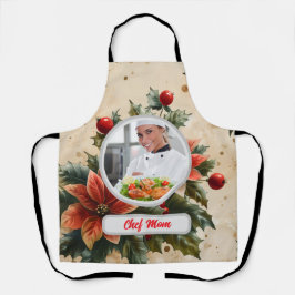 Delantal Navidades Floral Personalizada Chef Foto De Mamá