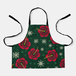 Delantal Navidades Florales Tropicales Hibiscus Snowflakes 