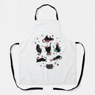 Delantal Navidades Gatos Negros