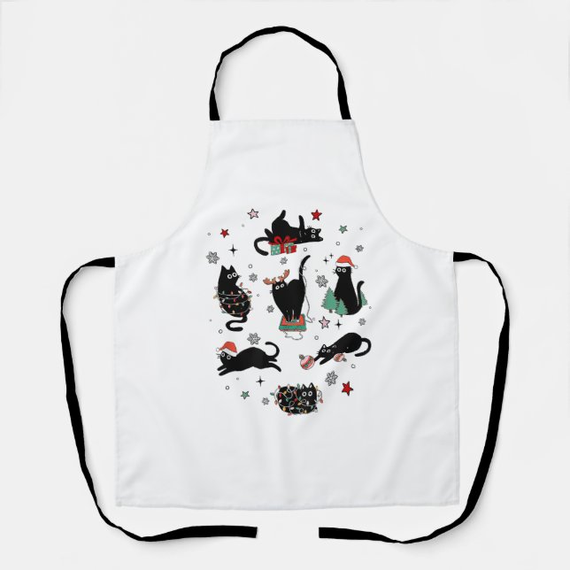 Delantal Navidades Gatos Negros (Anverso)