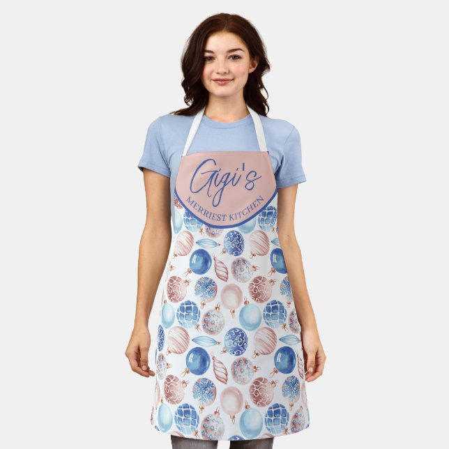 Delantal Navidades Gigi Gigi Peach Blue Baubles (Gastado)