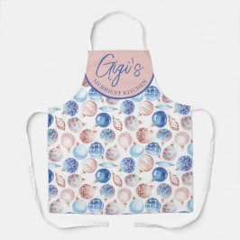 Delantal Navidades Gigi Gigi Peach Blue Baubles