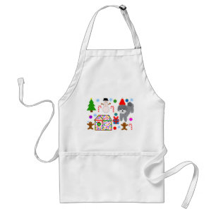 Delantal Navidades Gray Poodle #3 Apron adulto