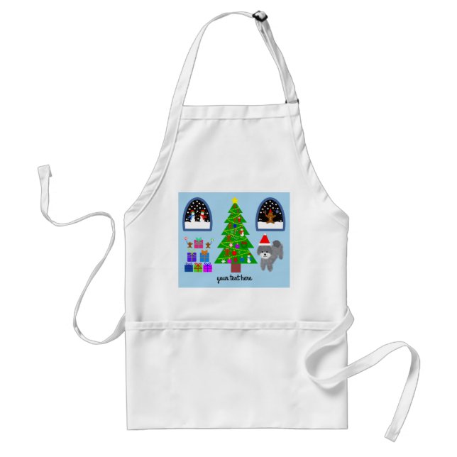 Delantal Navidades Gray Poodle #4 Apron (Frente)