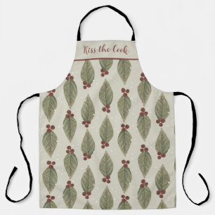 Delantal Navidades Green deja Berries rojas