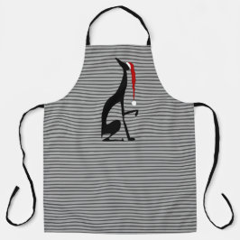 Delantal Navidades Greyhound de perro negro con Santa Hat